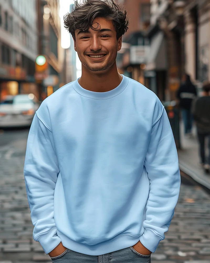 bewakoof Men's Blue Oversized Sweatshirt